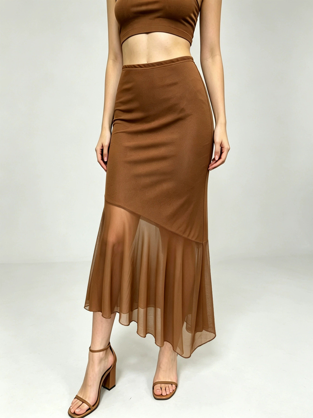 Zara Irregular Tulle Splicing Bodycon Skirt Summer